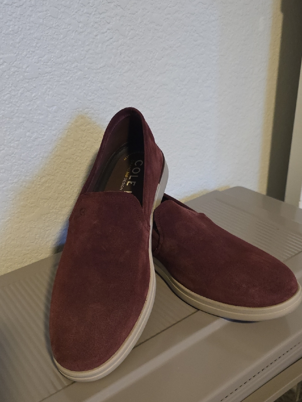 Cole Haan Men’s Burgundy Suede Slip-On Loafers